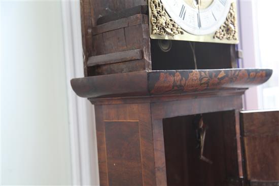 Robert Williamson of London. A William & Mary walnut and marquetry eight day longcase clock, 6ft 9in.